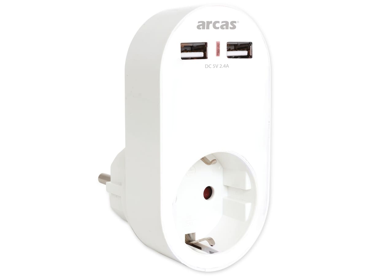 ARCAS Schutzkontakt-Zwischenstecker, 2x USB, 2400 mAh von ARCAS