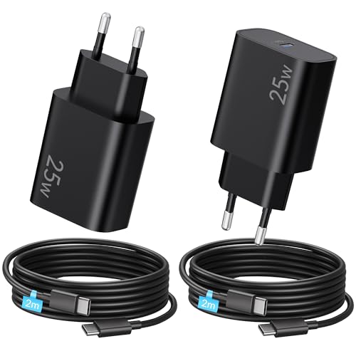 Handy 25W Ladegerät USB C Ladekabel für Samsung Galaxy S25 S24 S23 S22 S21 Ultra FE A55 A54 A35 A16 A15, Tab S8 S9, Schnellladegerät Netzteil + Original 2M Typ C Schnellladekabel Fast Charger 2-Pack von ARCCRA