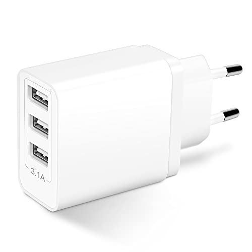 ARCCRA Mehrfach USB Ladegerät 15,5W Adapter Steckdose mit 3-Port, 5V3,1A USB Stecker, Netzteil für Handys (z.B. Samsung, iPhone, Xiaomi), Tablets, Kopfhörer, Lautsprecher, E-Book-Reader und Mehr von ARCCRA