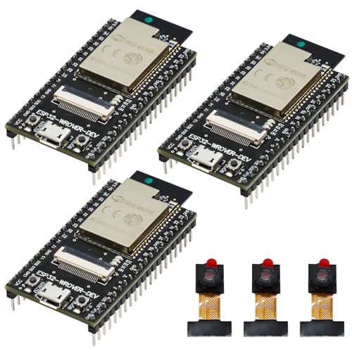 ARCELI 3 Stück ESP32-WROVER-DEV Entwicklungsboard(Gelötete Stiftreihen), ESP32-CAM Onboard WiFi + Bluetooth Modul unterstützt OV2640 Stromsparender Dual Core Kompatibel mit Arduino IDE von ARCELI