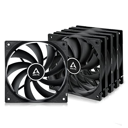 ARCTIC F12 PWM (5 Stück) - PC Lüfter, 120 mm PWM Gehäuselüfter, Case Fan mit Standardgehäuse, PWM-Signal reguliert Lüfterdrehzahl, Push- oder Pull Konfiguration möglich, 230-1350 RPM - Schwarz von ARCTIC
