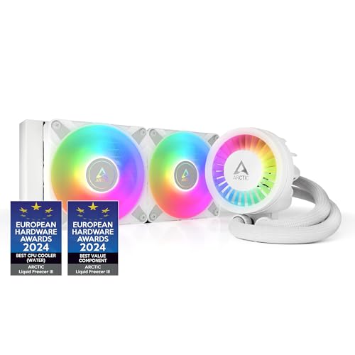 ARCTIC Liquid Freezer III 240 A-RGB - Wasserkühlung PC, AIO CPU Wasserkühler, Intel & AMD, effiziente PWM-gesteuerte Pumpe, Lüfter: 200–2000 rpm, LGA1851 und LGA1700 Contact Frame - Weiß von ARCTIC