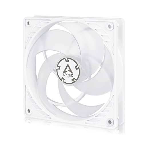 ARCTIC P12 PWM PST - PC Lüfter, 120 mm PWM PST Gehäuselüfter optimiert für statischen Druck, Case Fan mit PST-Anschluss, 200-1800 rpm (0 rpm <5%) - Weiß/transparent von ARCTIC