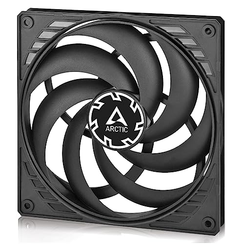 ARCTIC P14 Slim PWM PST - PC Lüfter, 140 mm PWM PST Gehäuselüfter, optimiert für statischen Druck, Case Fan mit PST-Anschluss (PWM Sharing Technology), besonders schmal, 150-1800 rpm - Schwarz von ARCTIC