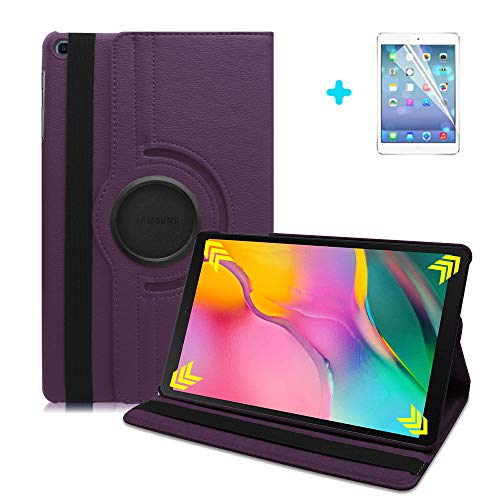 ARECY® Samsung Galaxy Tab A 10.5 2018 Hülle Case-360 Grad Rotations PU Ledertasche Smart Cover mit Standfunktion für Samsung Galaxy Tab A SM-T590/T595 10.5 Zoll Tablet+Display Schutzfolie(Violett) von ARECY