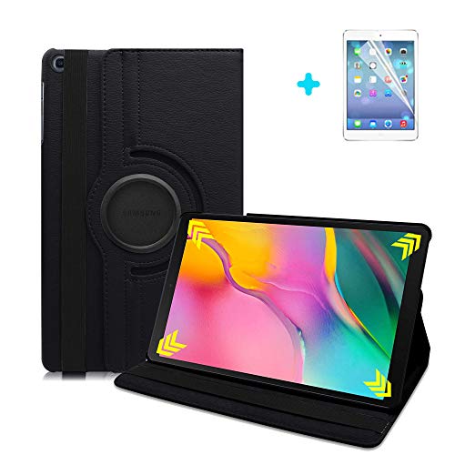 ARECY® Samsung Galaxy Tab A 10.5 2018 Hülle Case-360 Grad Rotations PU Ledertasche Smart Cover mit Standfunktion für Samsung Galaxy Tab A SM-T590/T595 10.5 Zoll Tablet+Display Schutzfolie(Schwarz) von ARECY