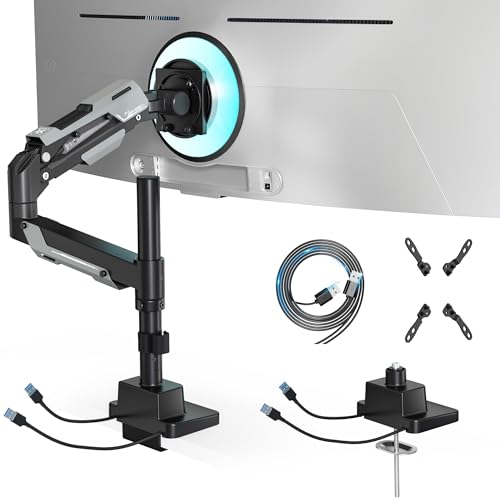 ARES WING Einzel-Monitorhalterung mit USB, Ultrabreiter Monitorarm für 24 bis 57 Zoll Heavy Duty Curved Screen, Einstellbare Gasfeder Monitore Arm Ständer bis zu 29.9 kg mit 75/100/200 VESA Halterung ARES WING Einzel-Monitorhalterung mit USB, Ultrabreiter Monitorarm für 24 bis 57 Zoll Heavy Duty Curved Screen, Einstellbare Gasfeder Monitore Arm Ständer bis zu 29.9 kg mit 75/100/200 VESA Halterung von ARES WING