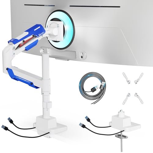 ARES WING Einzel-Monitorhalterung mit USB, Ultrabreiter Monitorarm für 24 bis 57 Zoll Heavy Duty Curved Screen, Einstellbare Gasfeder Monitore Arm Ständer bis zu 29.9 kg mit 75/100/200 VESA Halterung ARES WING Einzel-Monitorhalterung mit USB, Ultrabreiter Monitorarm für 24 bis 57 Zoll Heavy Duty Curved Screen, Einstellbare Gasfeder Monitore Arm Ständer bis zu 29.9 kg mit 75/100/200 VESA Halterung von ARES WING