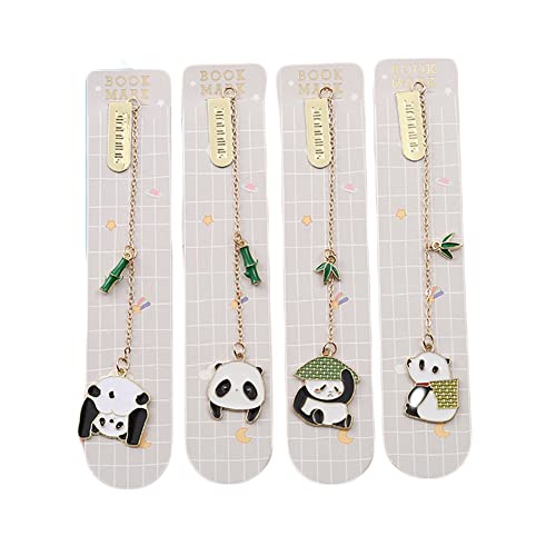 ARFUKA 4 Stück Lesezeichen Edelstahl Panda Bookmark Buchenzeichen Kleine Geschenke für Freunde Fraue Kinder Schüler Lehrer von ARFUKA