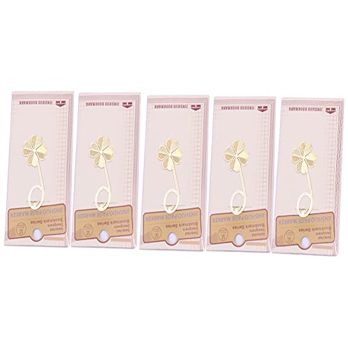 ARFUKA 5 Stück Lesezeichen Metall Vierblättriges Kleeblatt Bookmark Buchenzeichen Kleine Geschenke für Freunde Fraue Kinder Schüler Lehrer von ARFUKA