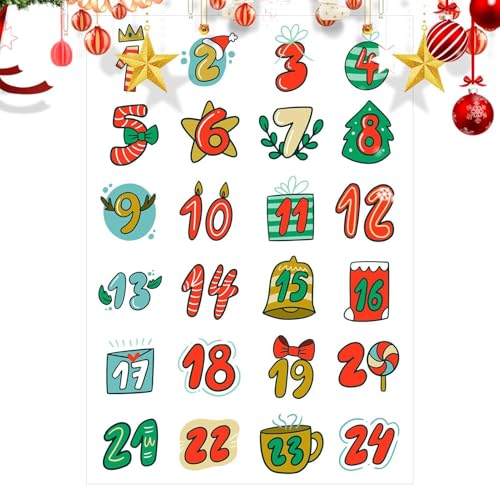 Weihnachts-Zahlen-Aufkleber – 1–24 Zahlen, Countdown-Umschlag-Aufkleber, Urlaubskartensiegel-Etiketten, Lebensmittelverpackungs-Aufkleber, Weihnachts-Countdown-Festival-Aufkleber für Zuhause & Weihnachts-Zahlen-Aufkleber – 1–24 Zahlen, Countdown-Umschlag-Aufkleber, Urlaubskartensiegel-Etiketten, Lebensmittelverpackungs-Aufkleber, Weihnachts-Countdown-Festival-Aufkleber für Zuhause & von ARIOU