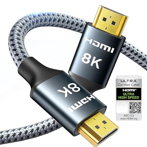 ARISKEEN 8K HDMI 2.1 Kabel 0.5M, Ultra HD 48Gbps High Speed Nylon Geflochtenes HDMI Kabel Kurz, Unterstützt 8K@60HZ, 4K@120Hz, Kompatibel mit TV Xbox One PS4/5 Switch Monitor Blu-ray Soundbar von ARISKEEN