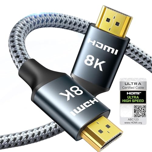 ARISKEEN 8K HDMI 2.1 Kabel 2M,Zertifiziertes 48Gbps High Speed Nylon Geflochtenes HDMI Kabel, Unterstützt 8K@60HZ, 4K@120Hz, Kompatibel mit PS5/4 TV Monitor Blu-ray Soundbar DVD Laptop ARISKEEN 8K HDMI 2.1 Kabel 2M,Zertifiziertes 48Gbps High Speed Nylon Geflochtenes HDMI Kabel, Unterstützt 8K@60HZ, 4K@120Hz, Kompatibel mit PS5/4 TV Monitor Blu-ray Soundbar DVD Laptop von ARISKEEN