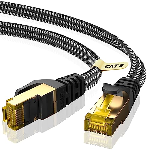 ARISKEEN Cat 8 Lan Kabel 4M, Hochgeschwindigkeit (40Gbps 2000Mhz/s) Gigabit Netzwerkkabel Ethernet Kabel,Rj45 S/FTP Geschirmtes Internet Patch Kabel für PS5/4 Router Modem Laptop von ARISKEEN
