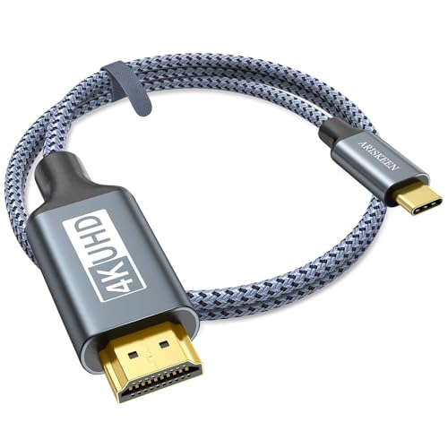 ARISKEEN USB C auf HDMI Kabel 2M(4K@60hz),USB 3.1 Type C zu HDMI Kabel[Thunderbolt 3/4 Kompatibel] für MacBook Pro/Air,Galaxy S8 to S23,iPhone 15/Pro/Plus/Max,iPad Pro, iMac, Surface von ARISKEEN