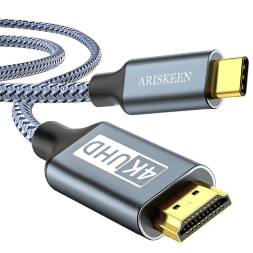 ARISKEEN USB C auf HDMI Kabel 4K,USB 3.1 Type C zu HDMI Kabel[Thunderbolt 3/4 Kompatibel] für MacBook Pro/Air,Galaxy S8 to S23,iPhone 15/Pro/Plus/Max,iPad Pro, iMac, Surface(4M) von ARISKEEN