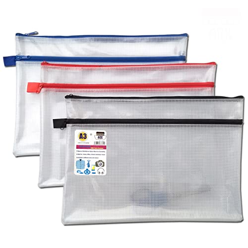 A3 + Twin Pocket Tuff Tasche Schule Wasserdicht Storage stark Federmappe mit Zip Wallet (460 x 350 mm) Single von ARK