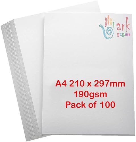 Ark 100 weiße Karten, A4, 190 g/m², säurefrei, glatt, weiße Karten (100) von ARK