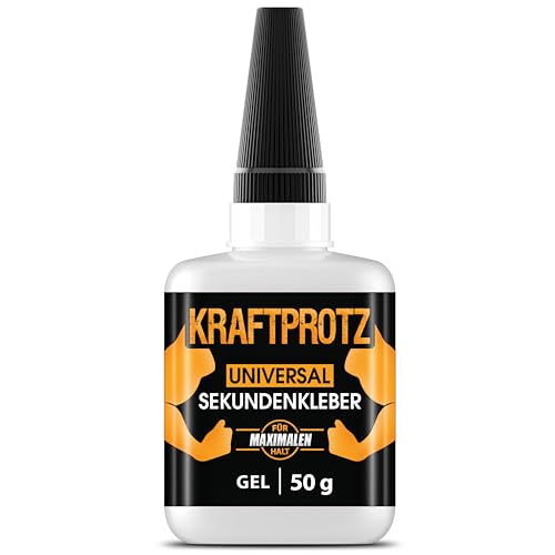 50 g Sekundenkleber extra stark - Inkl. Anti-Austrocknungs-Spitze - KRAFTPROTZ - Dickflüssiger Superkleber - Universell verwendbar zum Kleben von Plastik, Kunststoff, Glas, Holz, Stein, Metall uvm. 50 g Sekundenkleber extra stark - Inkl. Anti-Austrocknungs-Spitze - KRAFTPROTZ - Dickflüssiger Superkleber - Universell verwendbar zum Kleben von Plastik, Kunststoff, Glas, Holz, Stein, Metall uvm. von ARKA