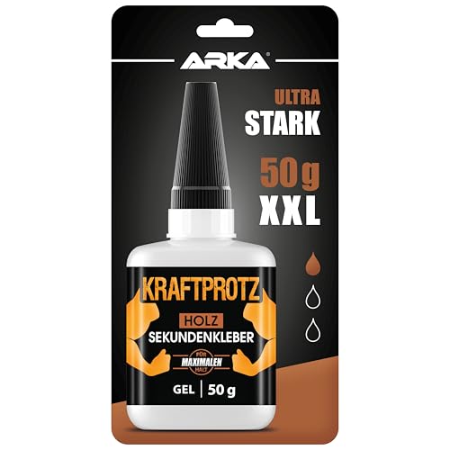 50 g Sekundenkleber für Holz & Bastelbedarf extra stark - ARKA Kraftprotz -Transparenter Holzkleber - Dickflüssiger Superkleber - Wasserfest - einfache Anwendung & sicherer Halt 50 g Sekundenkleber für Holz & Bastelbedarf extra stark - ARKA Kraftprotz -Transparenter Holzkleber - Dickflüssiger Superkleber - Wasserfest - einfache Anwendung & sicherer Halt von ARKA