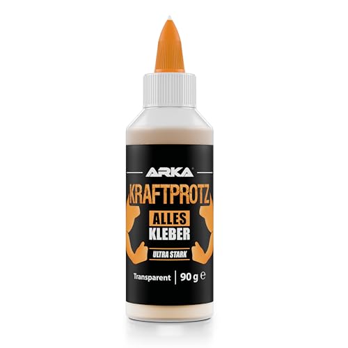 Alleskleber - extra stark & schnell trocknend - Transparent - KRAFTPROTZ - 100 ml / 90 g - Ideal für Haushalt, Hobby & Werkstatt - Zum kleben von Holz, Papier, Kunststoff, Metall, Textilien uvm. Alleskleber - extra stark & schnell trocknend - Transparent - KRAFTPROTZ - 100 ml / 90 g - Ideal für Haushalt, Hobby & Werkstatt - Zum kleben von Holz, Papier, Kunststoff, Metall, Textilien uvm. von ARKA
