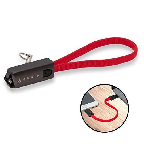 ARKIN ChargeLoop 2.0 - praktischer Schlüsselanhänger, USB C Ladekabel kompatibel mit Huawei Smartphones und andere Geräte - Nützliches kurzes Datenkabel Ladegerät zum blitzschnellen Aufladen (ROT) von ARKIN