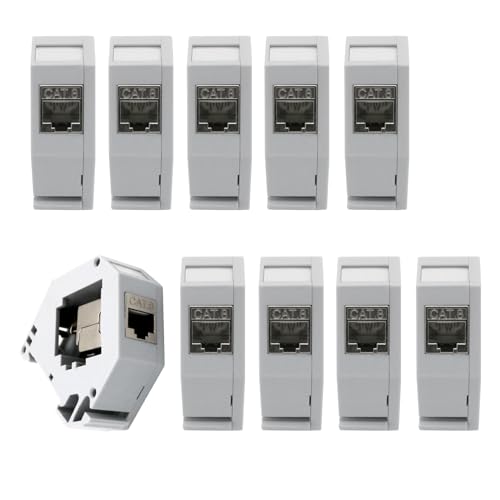 10x ARLI Keystone CAT8.1 RJ45 Buchse Modul Metall geschirmt inkl. Hutschienenadapter Set – Werkzeuglose Montage – Inkl. Erdungsfeder, Abdeckung & Beschriftungsfeld von ARLI