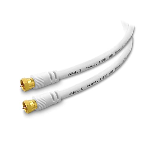 1m Anschlusskabel HD Satkabel Weiß vergoldet 135 dB geschirmt TV konfektionierte Sat Koaxialkabel hohe Qualität Koax Kabel Digital Kabelfernseher 4K ARLI 1 m weiss von ARLI