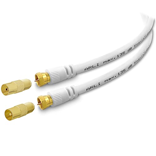 1m HD TV Antennenkabel Anschlusskabel vergoldet Kabel 135 dB geschirmt Antenne konfektionierte Koaxialkabel Koax Antennen Kabel Digital 1m UHD Antennekabel 4K ARLI von ARLI