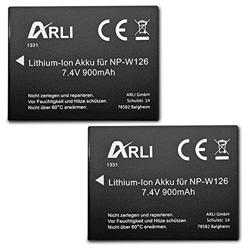 2X ARLI Ersatz Akku für Fuji NP-W126S NP-W126 NPW126 FinePix HS30 HS33 EXR X100F XA1 XA2 XA3 XA5 XA10 XE1 XE2 XE3 XES2 XH1 XM1 X pro XPro 1 2 XT1 XT3 VPB-XT3 XT10 XT20 XT30 XT100 (2X Akkus Set) von ARLI