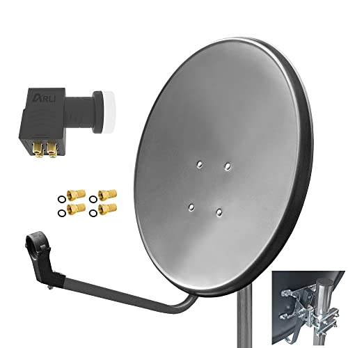 60cm HD Sat Anlage Quad LNB + 4 F-Stecker Digital 4 Teilnehmer Antenne Grau UHD 4K 60cm HD Sat Anlage Quad LNB + 4 F-Stecker Digital 4 Teilnehmer Antenne Grau UHD 4K von ARLI
