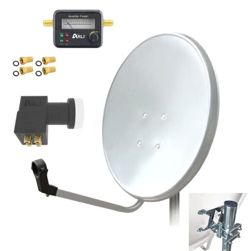 60cm HD Sat Anlage Quad LNB + Satfinder + 4 F-Stecker Digital 2 Teilnehmer Antenne Weiss UHD 4K 60cm HD Sat Anlage Quad LNB + Satfinder + 4 F-Stecker Digital 2 Teilnehmer Antenne Weiss UHD 4K von ARLI