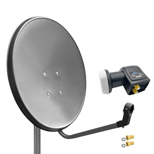 60cm HD Sat Anlage Twin LNB + 2 F-Stecker Digital 2 Teilnehmer Antenne grau UHD 4K 60cm HD Sat Anlage Twin LNB + 2 F-Stecker Digital 2 Teilnehmer Antenne grau UHD 4K von ARLI