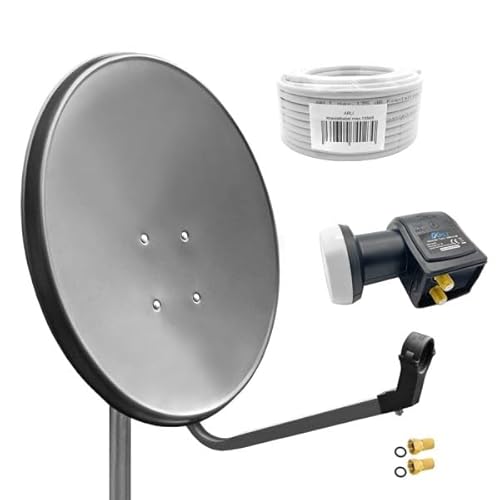 60cm HD Sat Anlage Twin LNB + 50m Koaxialkabel 135dB + 2 F-Stecker Digital 2 Teilnehmer Antenne grau UHD 4K 60cm HD Sat Anlage Twin LNB + 50m Koaxialkabel 135dB + 2 F-Stecker Digital 2 Teilnehmer Antenne grau UHD 4K von ARLI