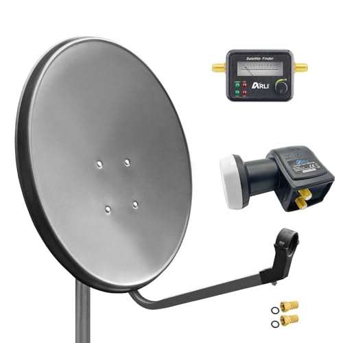 60cm HD Sat Anlage Twin LNB + Satfinder + 2 F-Stecker Digital 2 Teilnehmer Antenne grau UHD 4K 60cm HD Sat Anlage Twin LNB + Satfinder + 2 F-Stecker Digital 2 Teilnehmer Antenne grau UHD 4K von ARLI