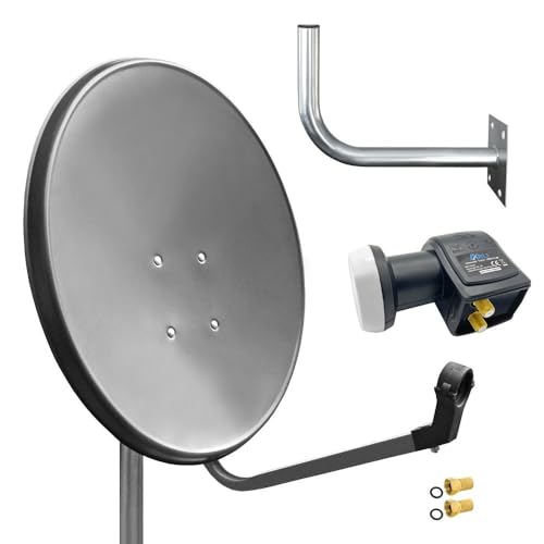 60cm HD Sat Anlage Twin LNB + Wandhalter 45 cm + 2 F-Stecker Digital 2 Teilnehmer Antenne grau UHD 4K 60cm HD Sat Anlage Twin LNB + Wandhalter 45 cm + 2 F-Stecker Digital 2 Teilnehmer Antenne grau UHD 4K von ARLI