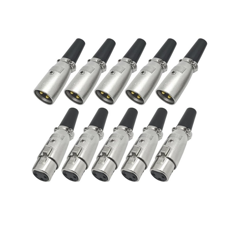 ARLI 10x ARLI XLR Stecker + Kupplung / Buchse vergoldet 3 polig Set Audio-Adapter von ARLI