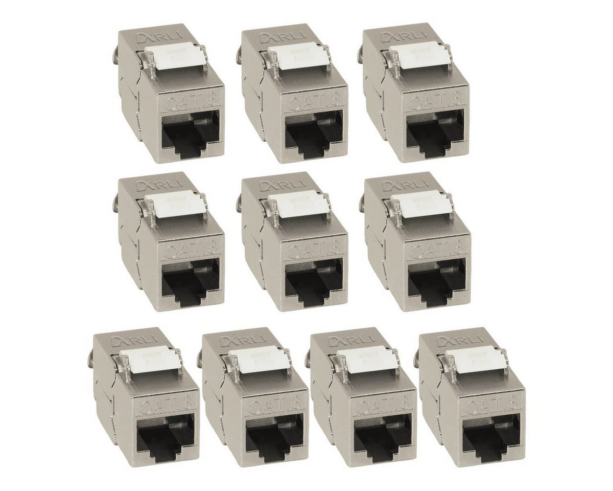 ARLI 10x Keystone CAT8.1 Modul metall geschirmt werkzeuglose Montage Netzwerk-Adapter RJ45-Buchse zu Netzwerkkabel, Snap In Montage I Einfache Feldmontage von ARLI