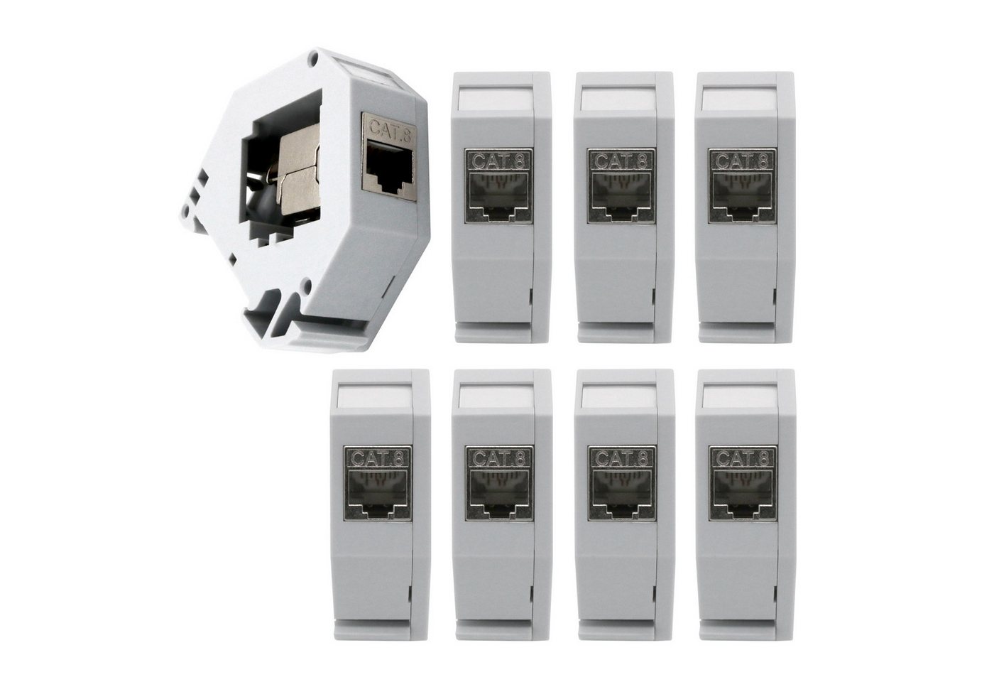 ARLI 10x Keystone CAT8.1 RJ45 Buchse inkl. Hutschienenadapter Set Netzwerk-Adapter Keystone zu RJ45 Buchse, Modul Metall geschirmt ARLI 10x Keystone CAT8.1 RJ45 Buchse inkl. Hutschienenadapter Set Netzwerk-Adapter Keystone zu RJ45 Buchse, Modul Metall geschirmt von ARLI