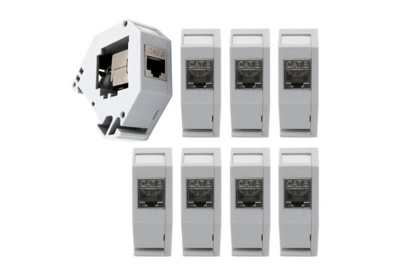 ARLI 10x Keystone CAT8.1 RJ45 Buchse inkl. Hutschienenadapter Set Netzwerk-Adapter Keystone zu RJ45 Buchse, Modul Metall geschirmt von ARLI