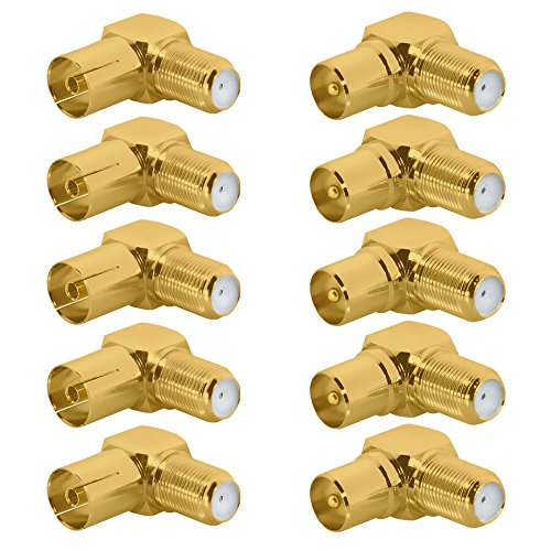ARLI 10x TV Winkeladapter vergoldet – 5X IEC Stecker + 5 IEC Buchse 9,5 mm auf F-Kupplung | 90° Koax Antennenadapter Set für SAT DVB-T2 DVB-C2 ARLI 10x TV Winkeladapter vergoldet – 5X IEC Stecker + 5 IEC Buchse 9,5 mm auf F-Kupplung | 90° Koax Antennenadapter Set für SAT DVB-T2 DVB-C2 von ARLI