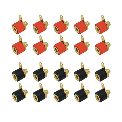 ARLI 20x Bananenstecker 4 mm vergoldet 10x schwarz + 10x rot Lautsprecherstecker Boxenkabel Lautsprecher Boxen Stecker Bananen Banana Kabel Audio schraubbar bis 4mm 20 Stück von ARLI