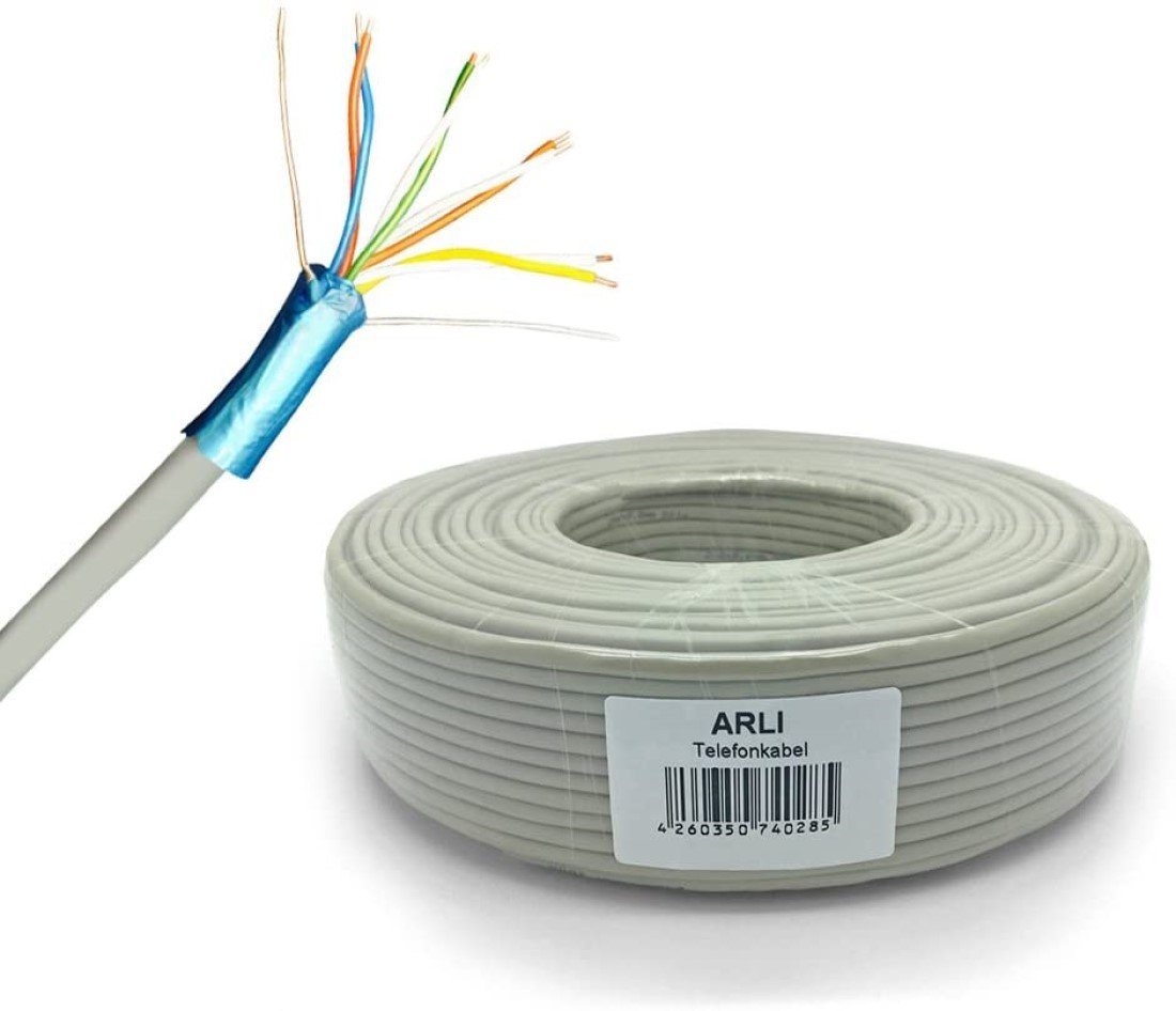 ARLI 25m Telefon Kabel 4 x 2 x 0,6 mm 8 Adern Verlegekabel J-Y(ST)Y Installationskabel, (2500 cm), 4x2x0,6 mm ISDN Telefonkabel Sprechanlagen Klingel Anlagen Leitung von ARLI