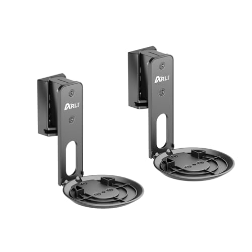 ARLI 2X Lautsprecher Wandhalterung für SONOS Era 100 Wandhalter schwarz Boxen Paar neigbar drehbar Kabelmanagement Halter Wandmontage Befestigung Schrauben Dübel Wand Set (Schwarz) von ARLI