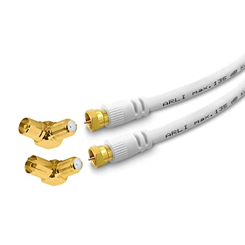 ARLI 2m TV Winkel Antennenkabel weiß – max. 135 dB 5-fach geschirmt | vergoldete F-Stecker & IEC Winkeladapter | DVB-C DVB-T2 DAB+ 4K 8K HDTV Koaxialkabel ARLI 2m TV Winkel Antennenkabel weiß – max. 135 dB 5-fach geschirmt | vergoldete F-Stecker & IEC Winkeladapter | DVB-C DVB-T2 DAB+ 4K 8K HDTV Koaxialkabel von ARLI