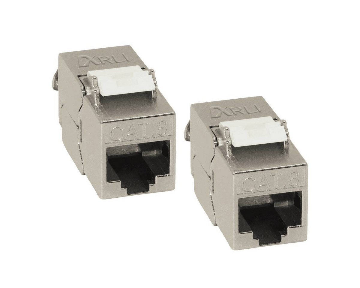 ARLI 2x Keystone CAT8.1 Modul metall geschirmt werkzeuglose Montage Netzwerk-Adapter RJ45-Buchse zu Netzwerkkabel, Snap In Montage I werkzeugfrei I Silber von ARLI