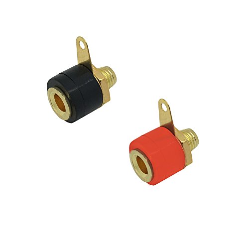 ARLI 40x Bananenstecker 4 mm vergoldet 20x schwarz + 20x rot Lautsprecherstecker Boxenkabel Lautsprecher Boxen Stecker Bananen Banana Kabel Audio schraubbar bis 4mm 40 Stück von ARLI