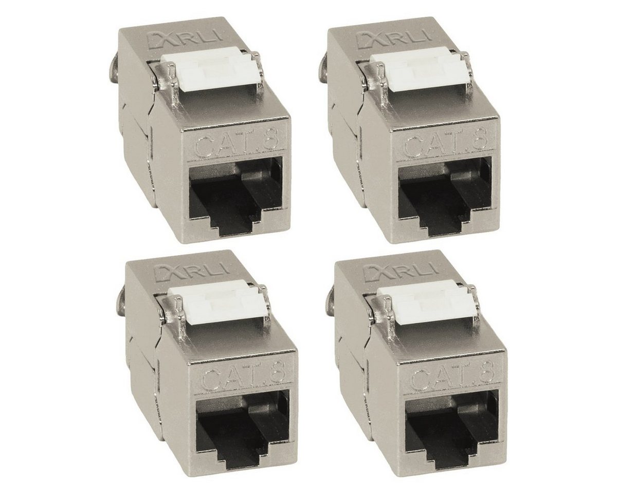 ARLI 4x Keystone CAT8.1 Modul metall geschirmt werkzeuglose Montage Netzwerk-Adapter RJ45-Buchse zu Netzwerkkabel, werkzeugfrei I Snap In Montage I integrierte Zugentlastung von ARLI