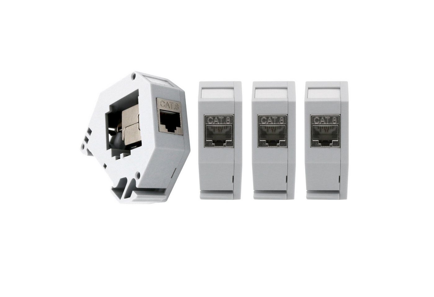 ARLI 4x Keystone CAT8.1 RJ45 Buchse inkl. Hutschienenadapter Set Netzwerk-Adapter Keystone zu RJ45 Buchse, Modul Metall geschirmt ARLI 4x Keystone CAT8.1 RJ45 Buchse inkl. Hutschienenadapter Set Netzwerk-Adapter Keystone zu RJ45 Buchse, Modul Metall geschirmt von ARLI