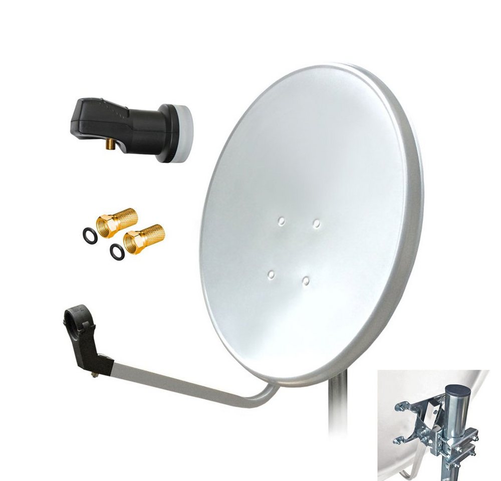 ARLI 60 cm HD SAT Anlage weiss + Single LNB + 2x F-Stecker SAT-Antenne (60 cm, Stahl) von ARLI